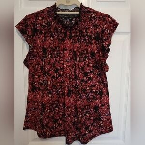 NWOT Adrienne Vittadini Floral Short Sleeve Blouse Women's Size S